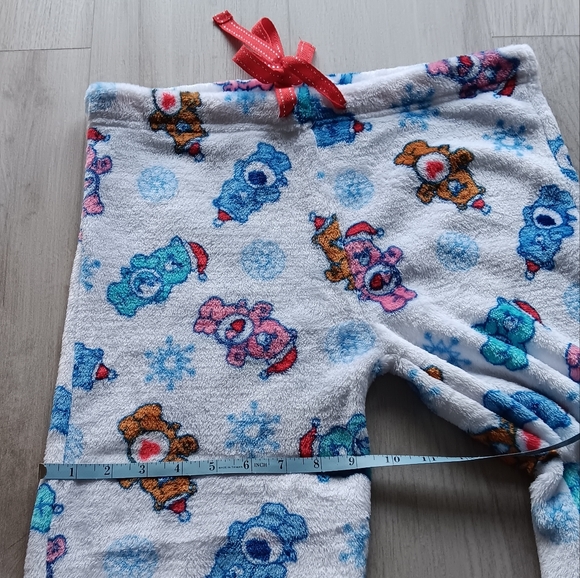 NEW Care Bears Christmas Fleece Pajama Pants Drawstring White Pink Blue Medium - Picture 6 of 12